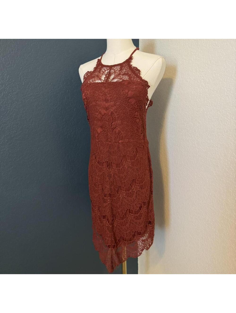 Intimately‎ Free People Lace High Neck Bandana Hem Boho Dress, Medium